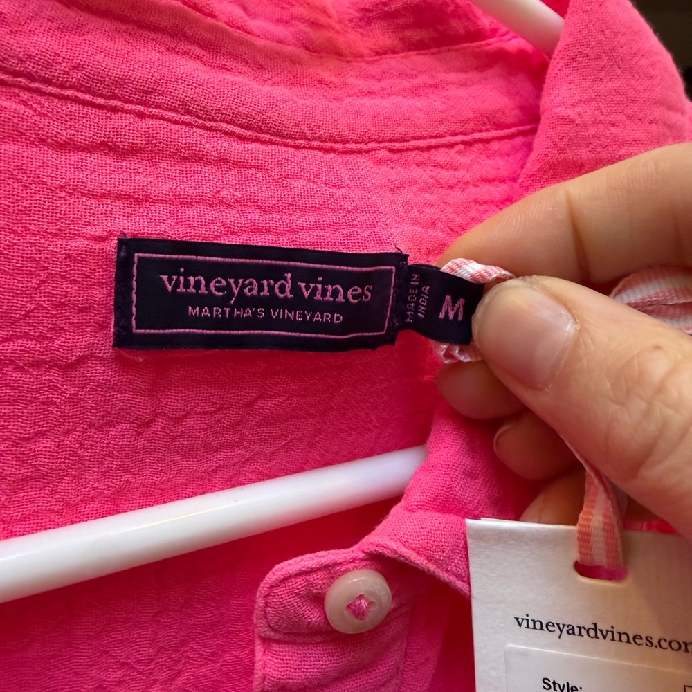 Vineyard Vines Bright Pink Gauze Blouse - Picture 2 of 4